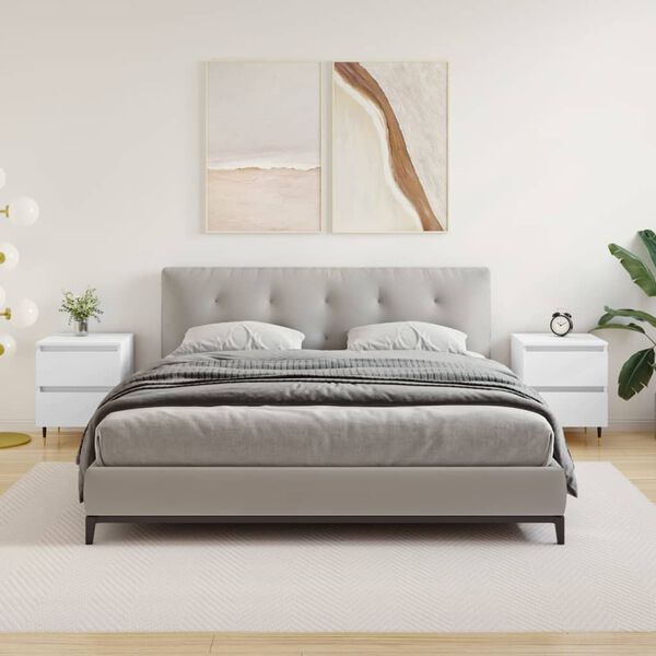 vidaXL Nachttische 2 Stk. Wei&szlig; 40x35x50 cm Holzwerkstoff