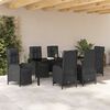 vidaXL Garten Essgruppe mit Kissen 7 pcs Schwarz Poly-Rattan
