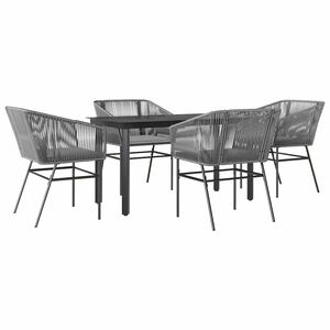 vidaXL 5-tlg. Garten-Essgruppe mit Kissen Grau Poly Rattan Glas
