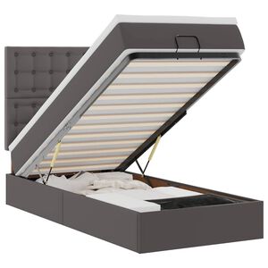 vidaXL Ottoman-Bett mit Matratze Grau 90x190 cm Kunstleder