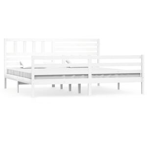 vidaXL Massivholzbett Wei&szlig; 200x200 cm