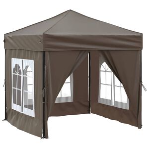 vidaXL Partyzelt Faltbar mit Seitenw&auml;nden Taupe 2x2 m