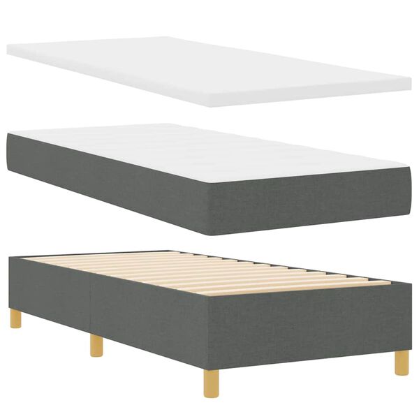 vidaXL Boxspringbett mit Matratze Dunkelgrau 100 x 200 cm Stoff