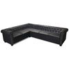 vidaXL Chesterfield-Ecksofa 6-Sitzer Kunstleder Schwarz
