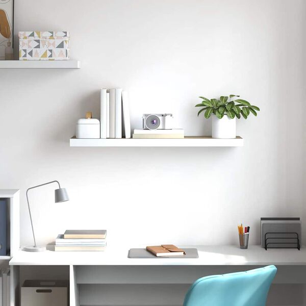 vidaXL Schweberegal Eichenoptik und Wei&szlig; 90x23,5x3,8 cm MDF