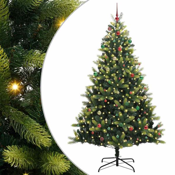 vidaXL K&uuml;nstlicher Klapp-Weihnachtsbaum mit 300 LEDs Gr&uuml;n 240 cm