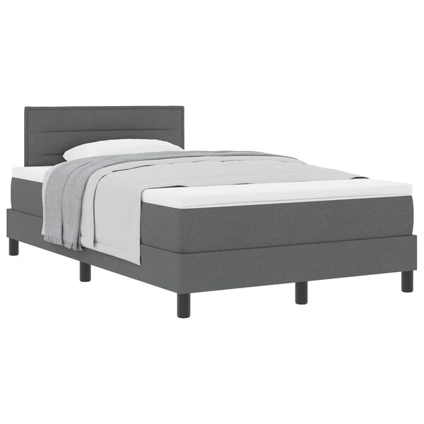 vidaXL Boxspringbett mit Matratze Dunkelgrau 120 x 190 cm Stoff