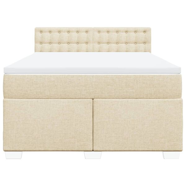 vidaXL Boxspringbett mit Matratze Creme 140x200 cm Stoff