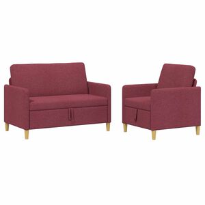 vidaXL Sofa Set mit Stauraum 2 stk. Weinrot Polyester