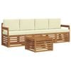 vidaXL Outdoor-Sofagarnitur 5 Stk. Natur und Creme Massivholz Akazie