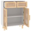 vidaXL Sideboard Weiß 60x30x75 cm Massivholz Kiefer und Natur-Rattan