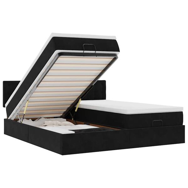 vidaXL Ottoman-Bett mit Matratzen Schwarz 200x200 cm Samt