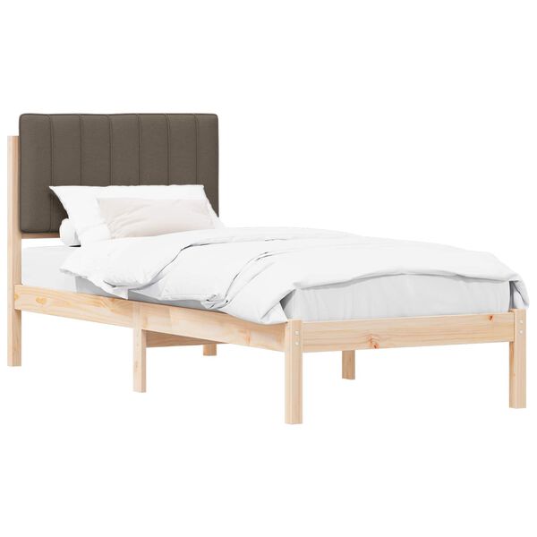 vidaXL Bettgestell mit gepolstertem Kopfteil Taupe 75 x 190 cm