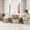 vidaXL Gartensofa-set mit Kissen mit Speicher 9 pcs Beige Poly-Rattan