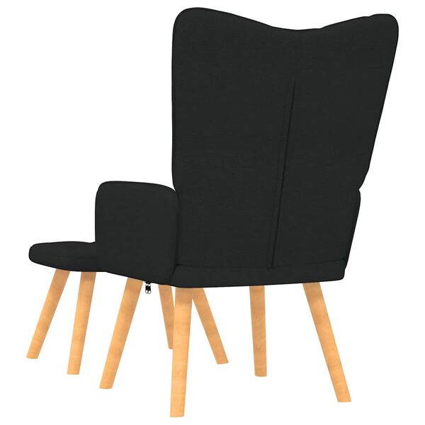 vidaXL Relaxsessel mit Hocker Schwarz Stoff
