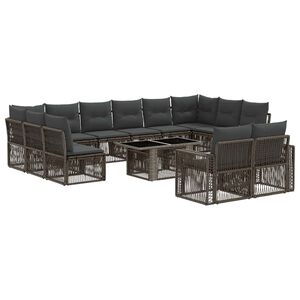 vidaXL Gartensofa-set 13 stk. Grau und Dunkelgrau Poly-Rattan