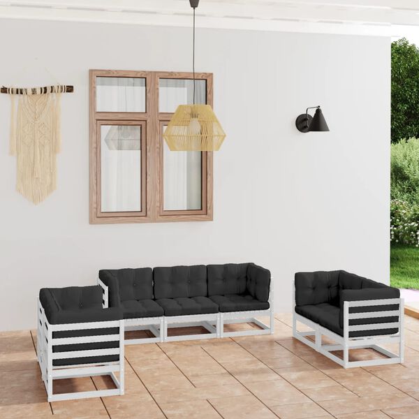 vidaXL 7-tlg. Garten-Lounge-Set mit Kissen Kiefer Massivholz