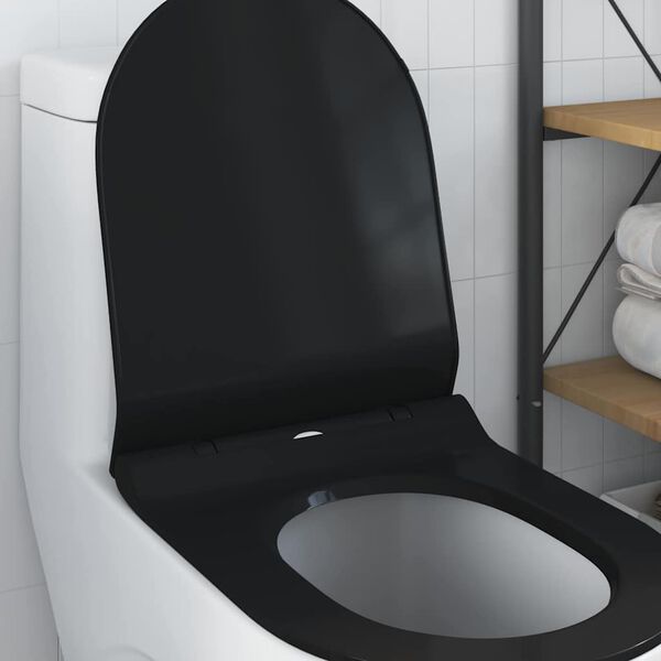 vidaXL Toilettensitz Verstellbar Schwarz 48,5 x 36 x 5 cm Polypropylen