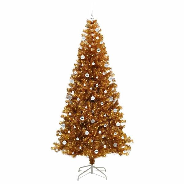 vidaXL Weihnachtsbaum mit 300 LEDs mit St&auml;nder Gold 240 cm PET