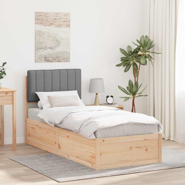 vidaXL Bettgestell mit gepolstertem Kopfteil Hellgrau 80 x 200 cm