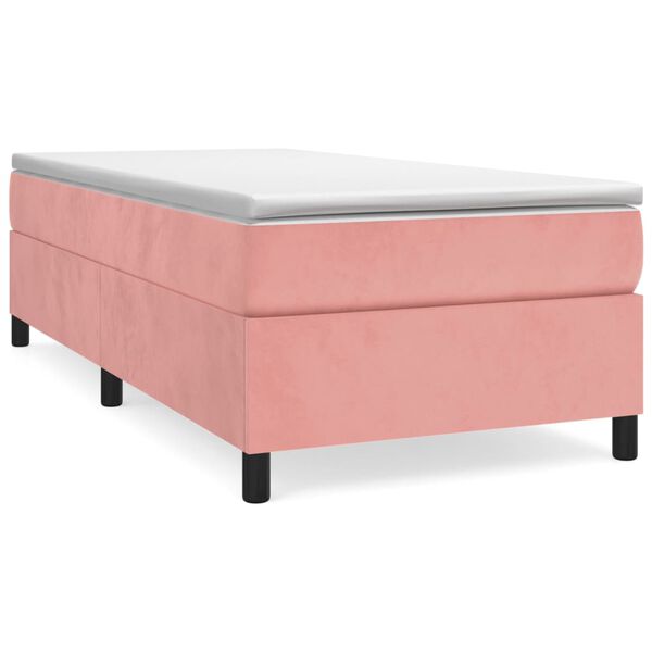 vidaXL Boxspringbett mit Matratze Rosa 90x190 cm Samt