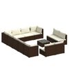 vidaXL 13-tlg. Garten-Lounge-Set mit Kissen Braun Poly Rattan