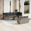 vidaXL 10-tlg. Garten-Sofagarnitur mit Kissen Grau Poly Rattan