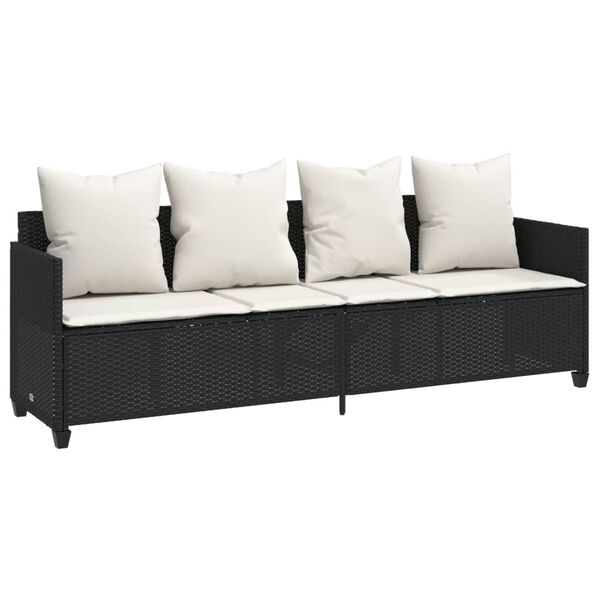 vidaXL 5-tlg. Garten-Sofagarnitur mit Kissen Schwarz Poly Rattan