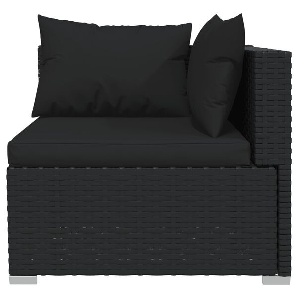 vidaXL 4-tlg. Garten-Lounge-Set mit Auflagen Poly Rattan Schwarz