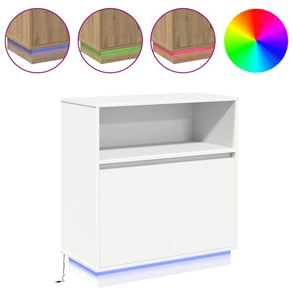 vidaXL LED-Sideboard Weiß 71 x 34,5 x 75 cm Holzwerkstoff