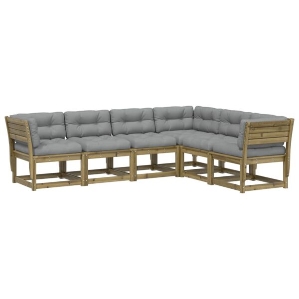 vidaXL 6-tlg. Garten-Sofagarnitur mit Kissen Kiefernholz Impr&auml;gniert