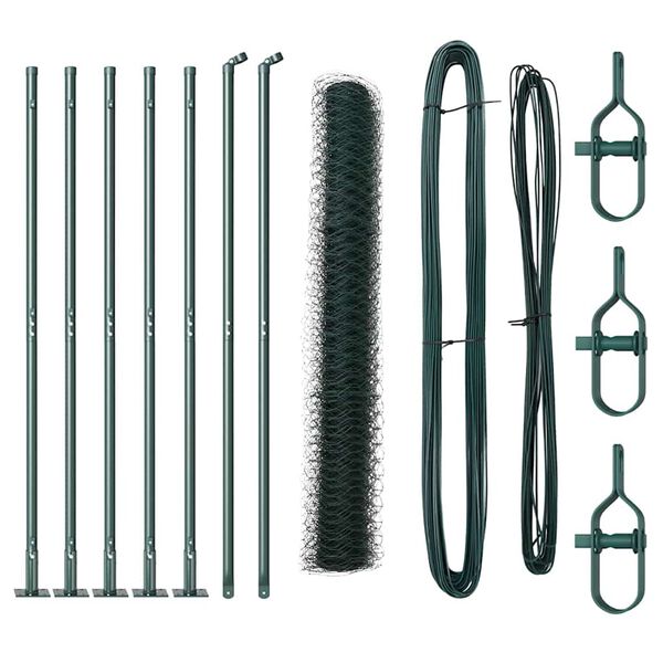 vidaXL Zaunpfosten Gr&uuml;n 10 x 0,8 m (50 mm Masche) Stahl und PVC