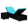 vidaXL Sonnenliege mit Auflage und Teetisch Poly Rattan Blau