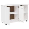 vidaXL Rollschrank Mit Rad Wei&szlig; 100 x 39 x 65,5 cm Massivholz Kiefer