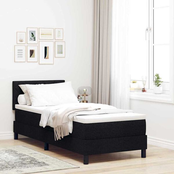 vidaXL Boxspringbett mit Matratze Schwarz 80 x 200 cm Stoff