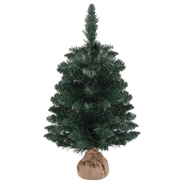 vidaXL K&uuml;nstlicher Weihnachtsbaum mit Beleuchtung & St&auml;nder Gr&uuml;n 60 cm