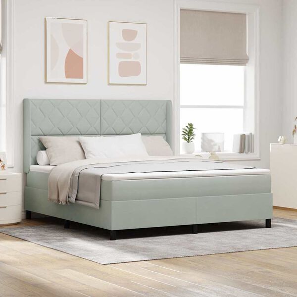 vidaXL Boxspringbett mit Matratze Hellgrau 180 x 200 cm Samt