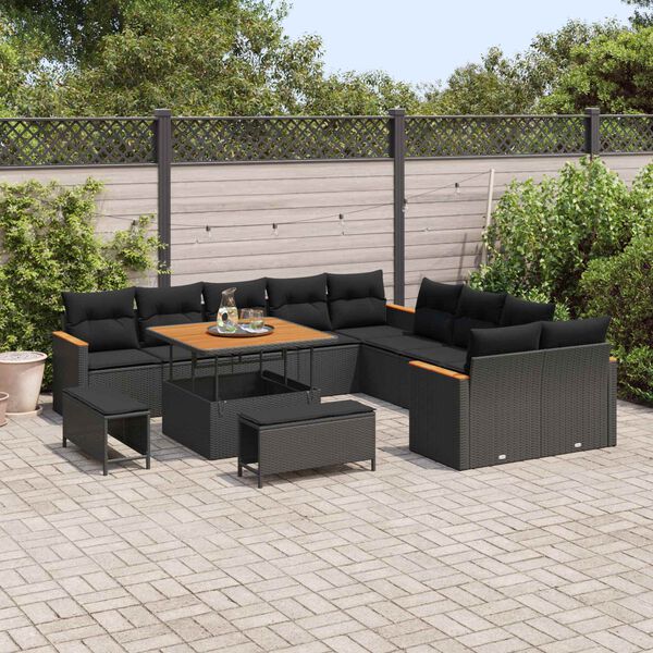 vidaXL Gartensofa-set 13 pcs Schwarz Poly-Rattan
