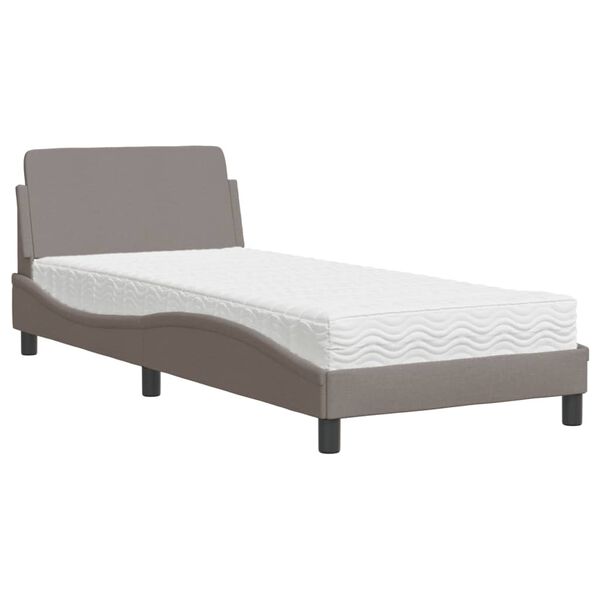 vidaXL Bett mit Matratze "Dover" Taupe 90x200 cm Stoff