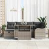 vidaXL Garten-Sofa-Set mit Kissen mit Speicher 7 pcs Grau Poly Rattan