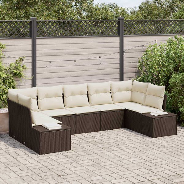 vidaXL Gartensofa-set mit Kissen 7 pcs Braun Poly-Rattan