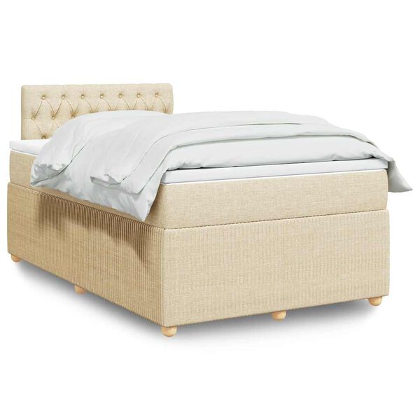 vidaXL Boxspringbett mit Matratze Creme 120x200 cm Stoff