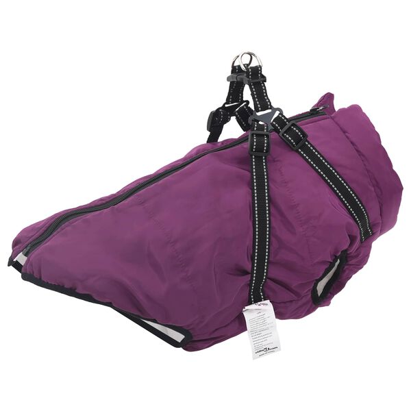 vidaXL Hundemantel mit Geschirr Lila L44 Fleece und Polyester