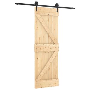 vidaXL Schiebet&uuml;r Nat&uuml;rlich und Schwarz 70 x 210 cm Massivkiefer