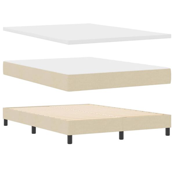vidaXL Boxspringbett mit Matratze Creme 200 x 160 cm Stoff