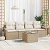 vidaXL Sofa Set mit Kissen 5 pcs Beige und Creme Poly-Rattan