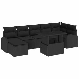 vidaXL Garten-Sofa-Set mit Kissen 8 pcs Schwarz