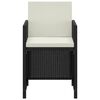 vidaXL 3-tlg. Garten-Essgruppe mit Kissen Poly Rattan Schwarz
