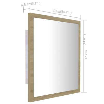 vidaXL LED-Badspiegel Sonoma-Eiche 40x8,5x37 cm Acryl