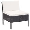 vidaXL 6-tlg. Garten-Lounge-Set mit Auflagen Poly Rattan Schwarz